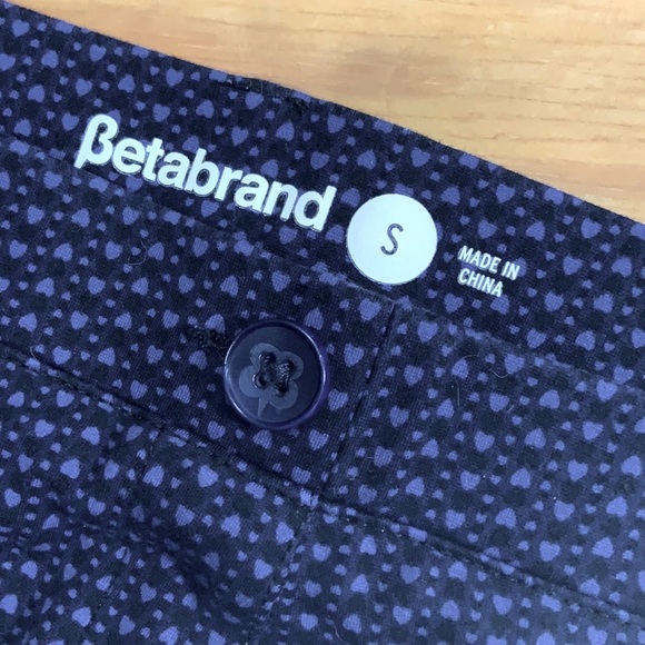 Betabrand black and blue heartline print classic bootcut yoga pants. - Picture 9 of 10